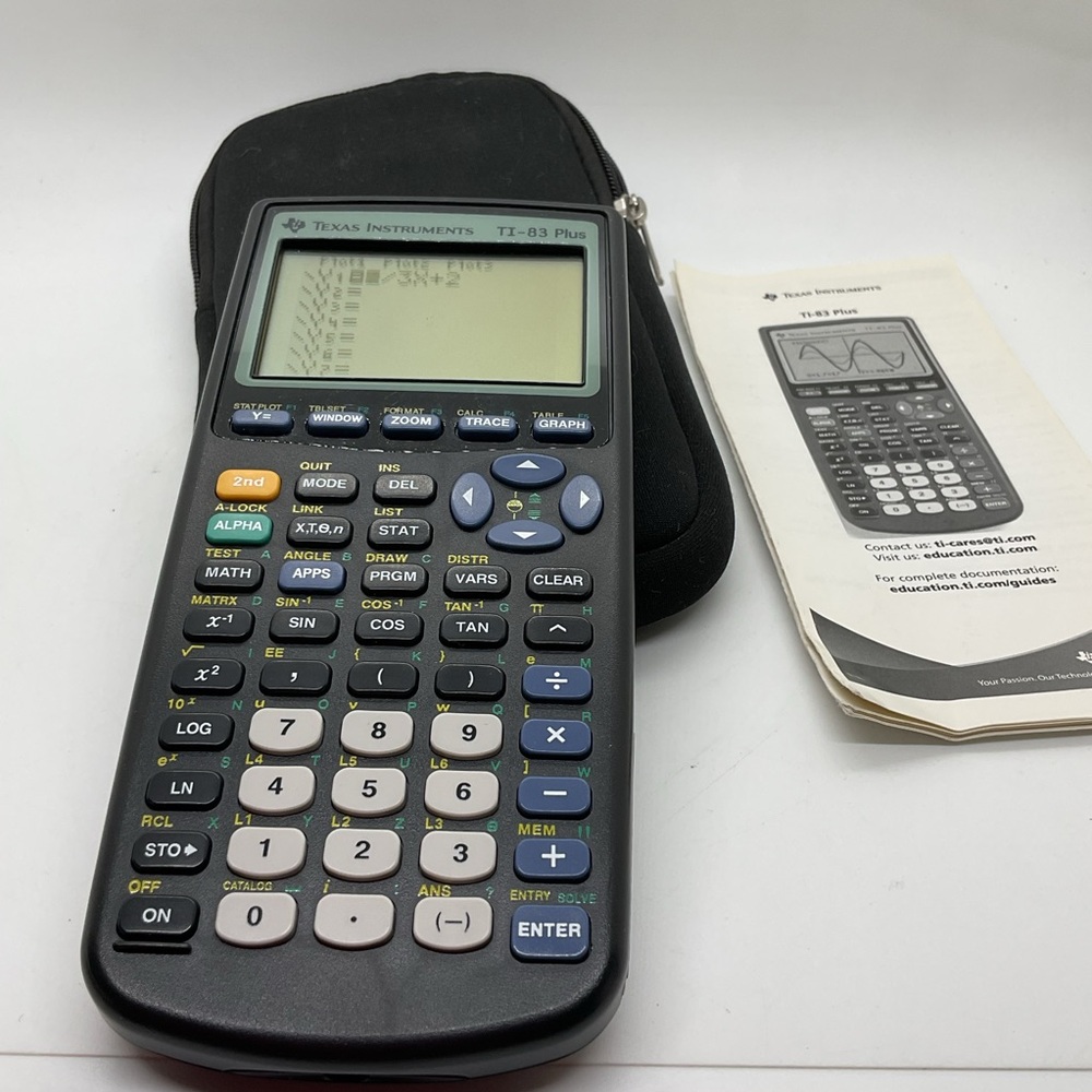 Texas Instruments TI-83 Plus Graphing Calculator With Case & Instructions
